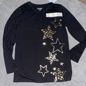 Cat & Jack Black / Gold Star Long Sleeve Shirt